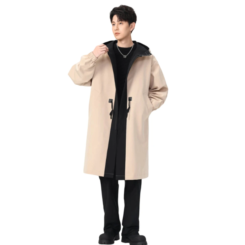 سترات كاجوال بغطاء للرأس متوسطة الطول للرجال ملابس خارجية سميكة ودافئة متباينة #3