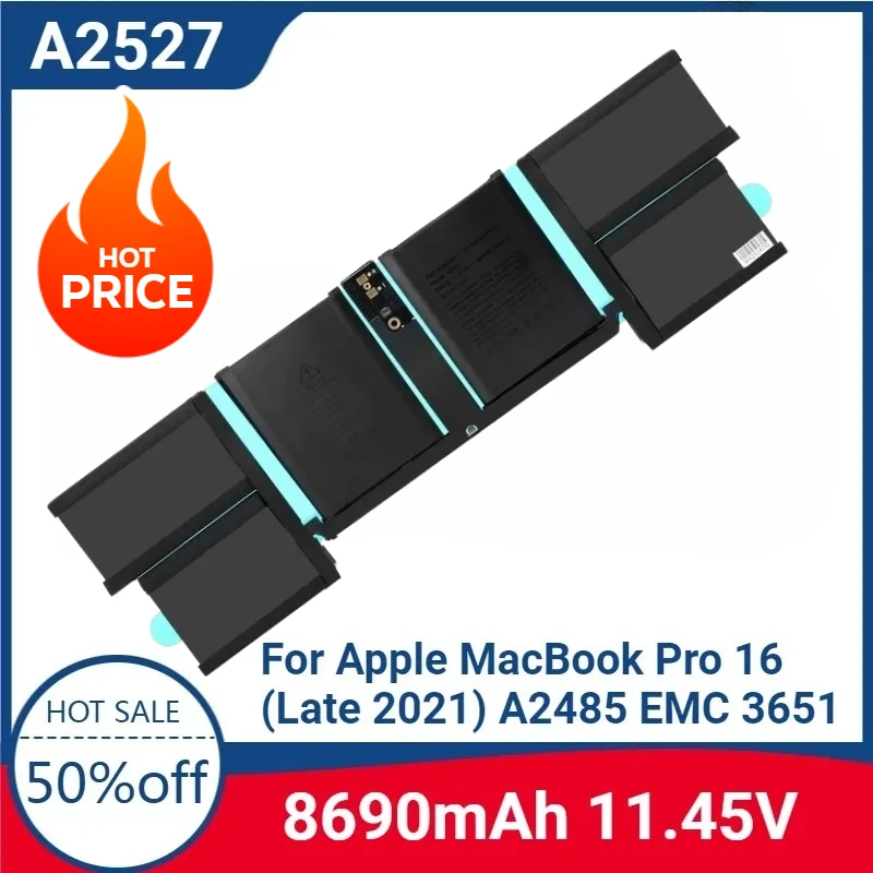 

New For A2527 11.45V 8690mAh High-quality Laptop Replaceable Battery for Apple MacBook Pro 16 (Late 2021) A2485 EMC 3651