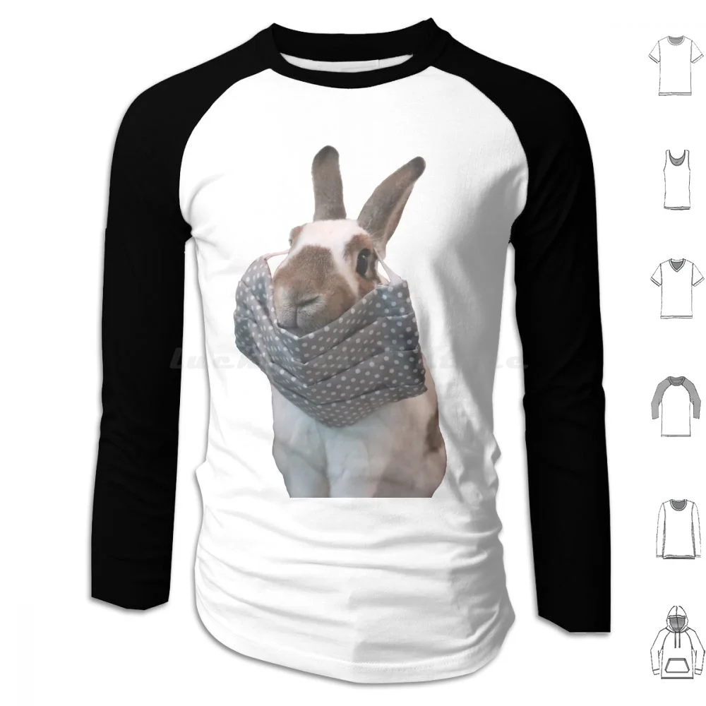 Bunny Wearing A Face Mask Hoodie cotton Long Sleeve Bunny Cute Cute Bunny Bunny Wearing Bun Cute Bun