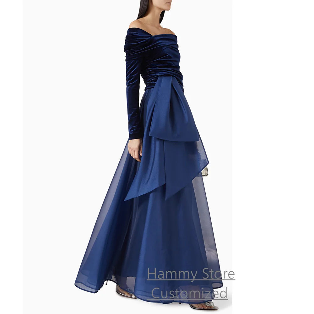 Nowa Sukienka Wieczorowa Szyta na Miarę Długi Rękaw Plisowana Marszczona Linia A Długość Do Kostek Arabska Suknia na Imprezę Saudyjska Arabska Formalna Sukienka na Bal