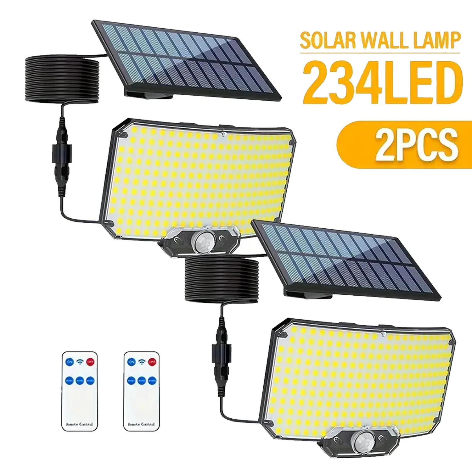 2 pièces 234LED applique murale solaire IP65 étanche capteur de mouvement projecteur extérieur Split lampe d'éclairage de sécurité pour terrasse cour Garage