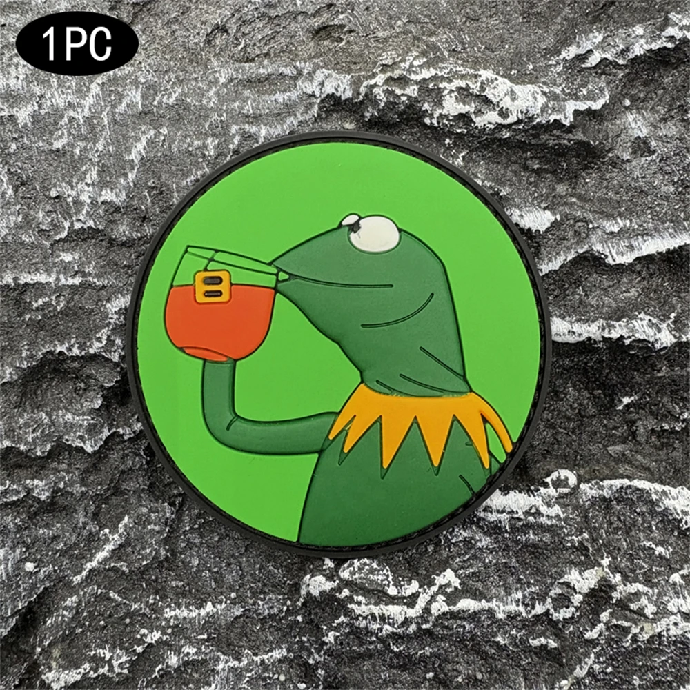 

Нашивка из ПВХ «Жаба питьевого сока», с подложкой на липучке, подходит для украшения сумок, рюкзаков, жилетов и одежды