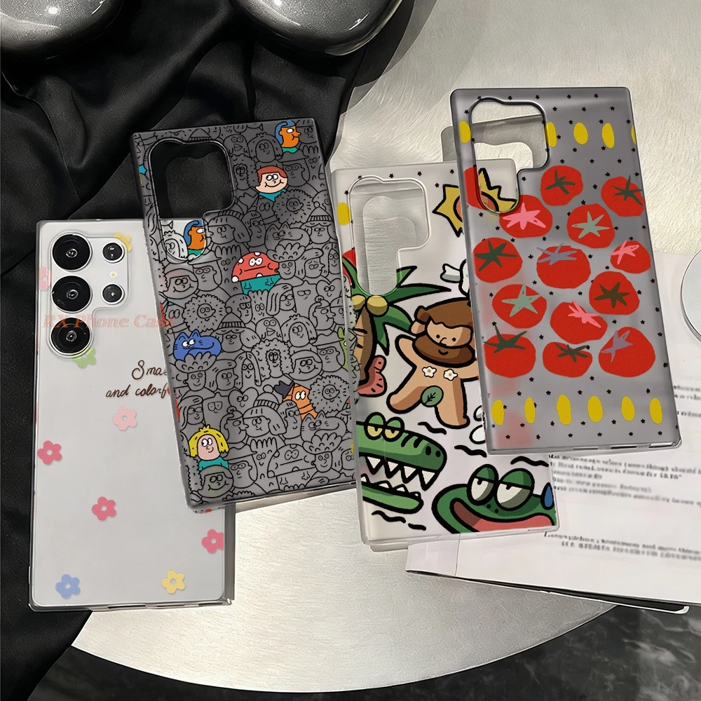 Cartoon pattern Matte Phone Case For Samsung S26 Ultra S26 S25 Ultra A56 A55 A36 S23 Ultra A57 A37 S24 Ultra Transparent Cover