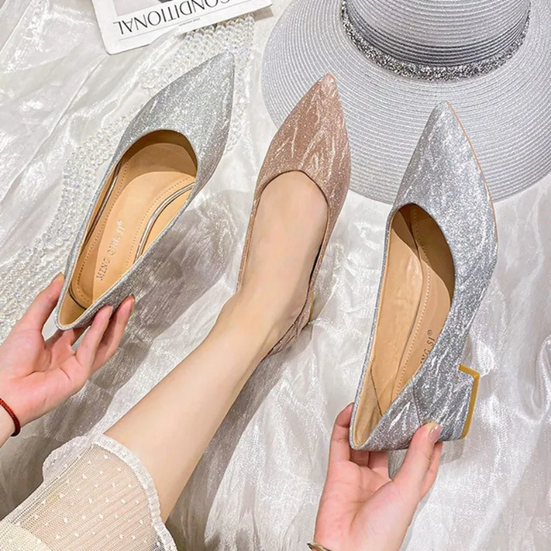 New Women's Shoes Luxury Pointed Rhinestone High Heels Designer Anti Slip Wedding Shoes for Women Fashion Shoes Sapato Feminino