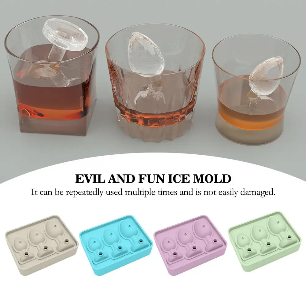 Ice Cube Mold Silicone Reusable Evil And Fun Ice Mold, Dishwasher Safe, Bpa Free For Whiskey, Cocktails, Coffee, Drinks L6i7