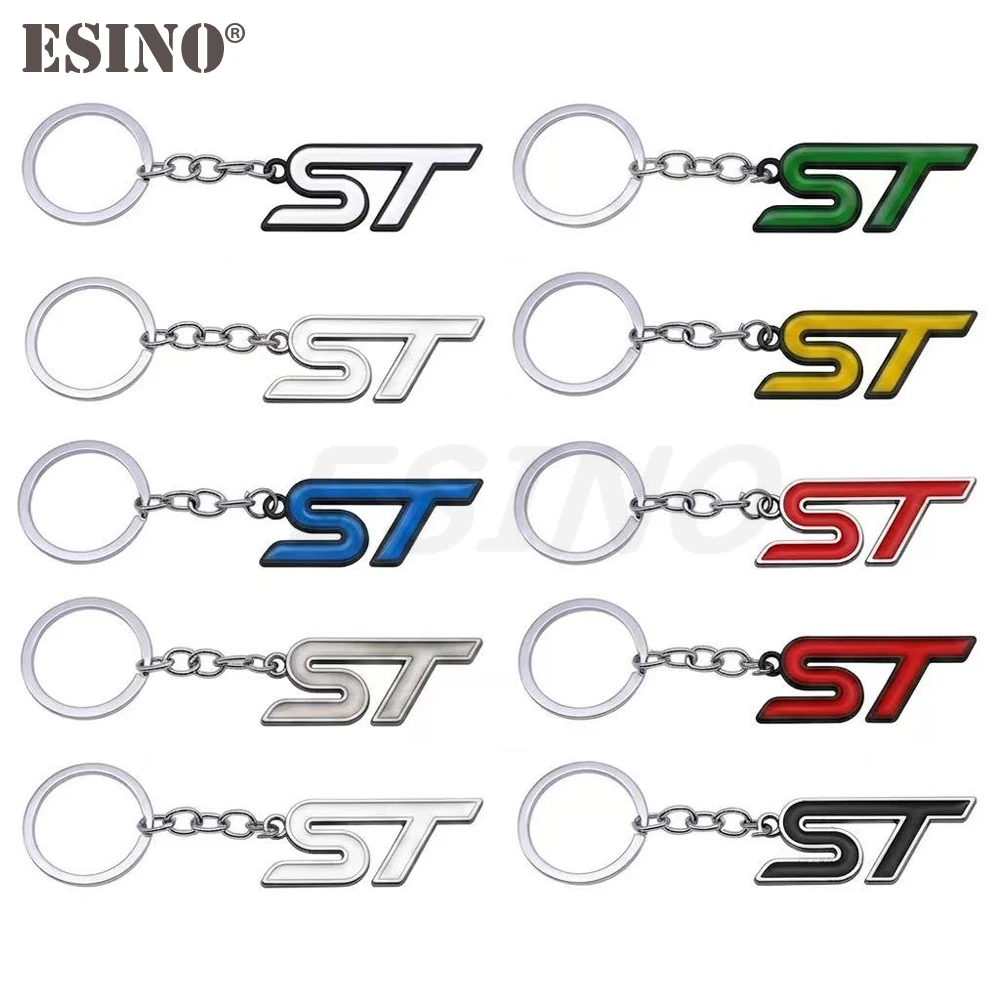 LLavero de aleación de Zinc y Metal 3D para coche, llavero con logotipo ST, para Ford Fiesta, Focus, Escape, Kuga, Explorer, s-max