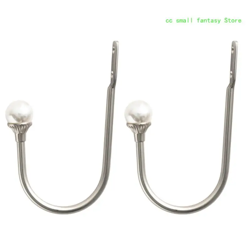 R3MA 1Pair Pearl Beads Ushape Curtain Hooks Pothook Wall Tiebacks Hangers Coat Hat Hook Curtain Accessories Holdback