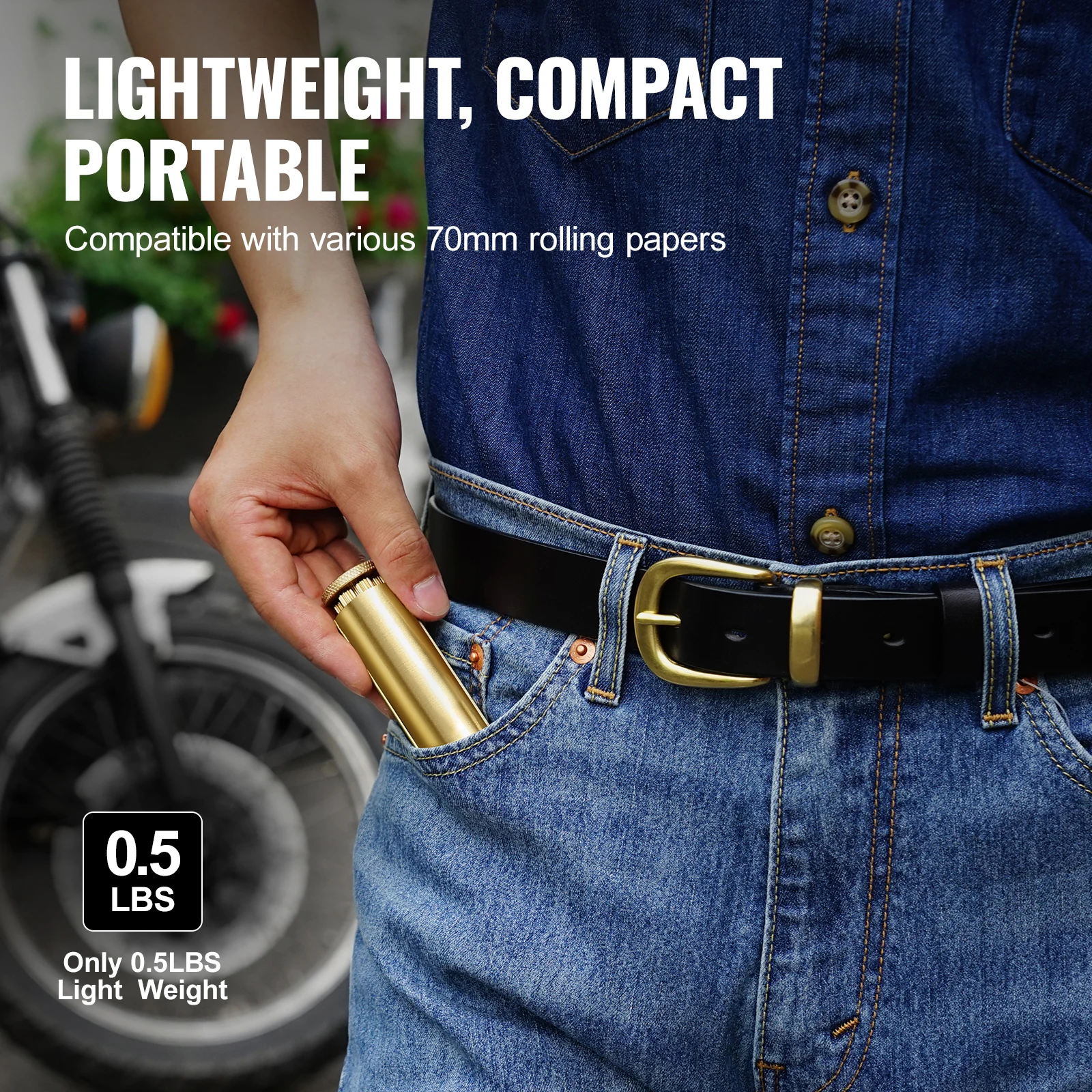 Maszynka do zwijania papierosów SucceBuy, solidny mosiądz, ręczna maszynka do zwijania tytoniu, pasuje do papieru o szerokości do 70 mm, styl vintage.