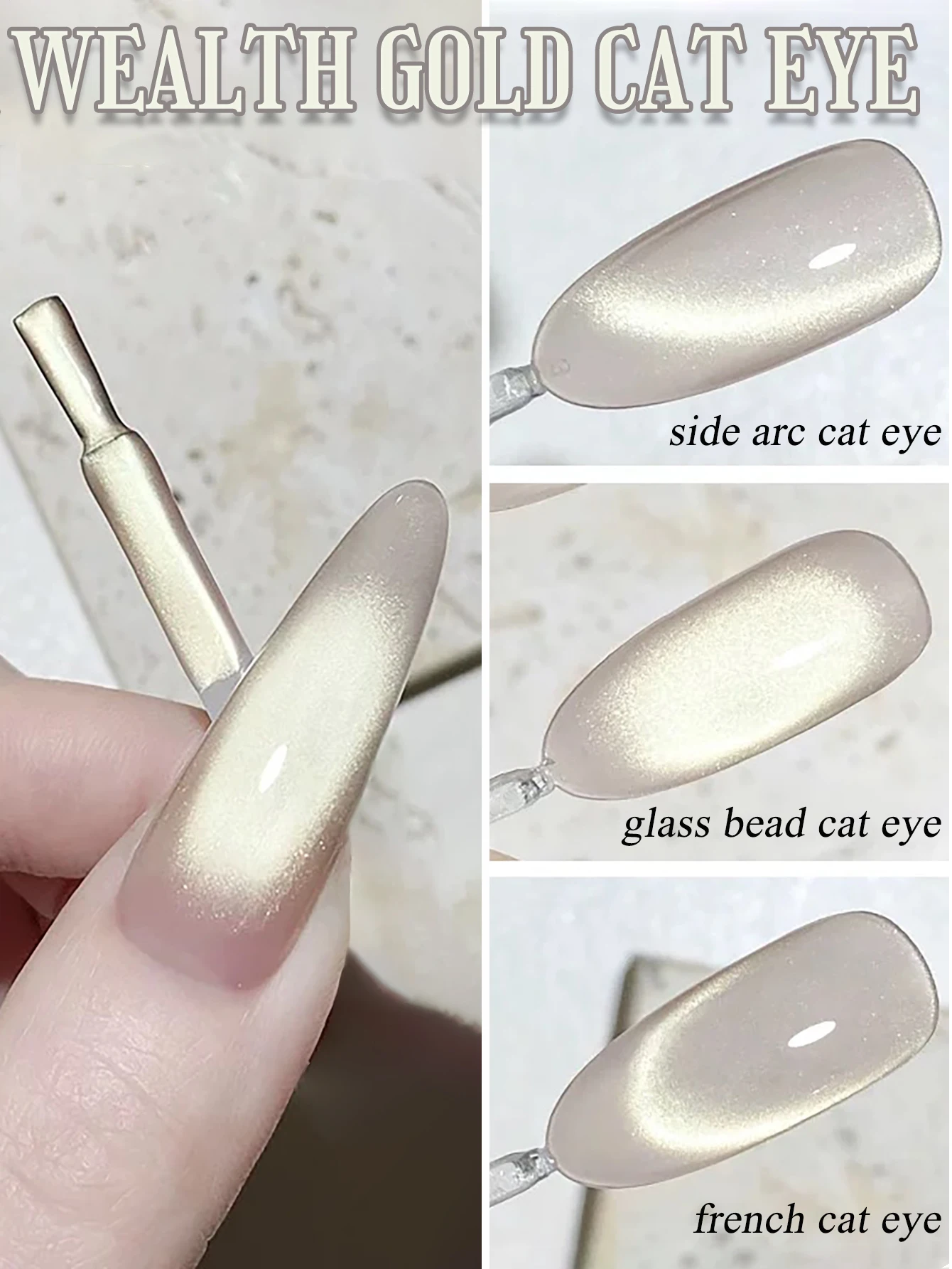 

1pcs WS Autumn And Winter White With Bright Gold Wealth Gold Cat Eye Gel Nail Polish Versatile Elegant Nail Art Nail Supplies