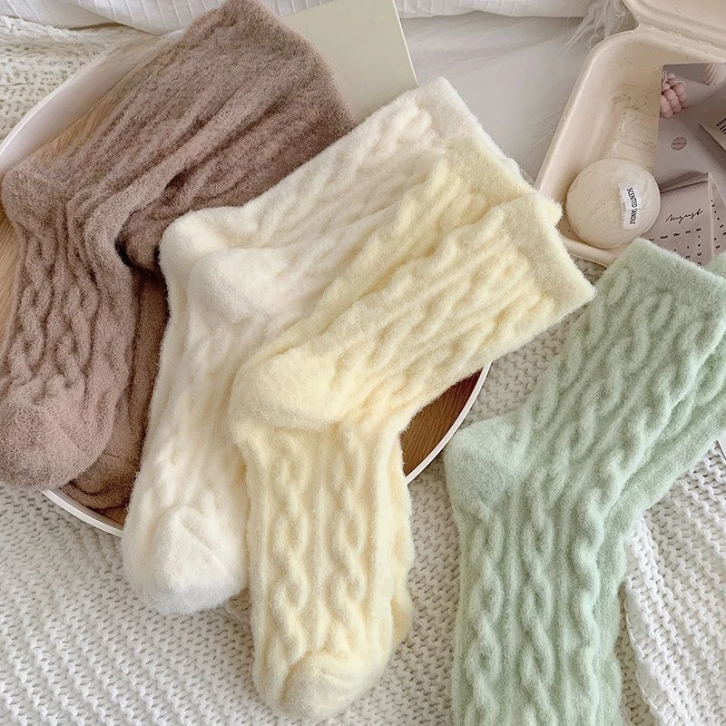 9 أزواج الشتاء الجوارب السميكة للنساء بلون النمط الياباني الصوف الدافئة المنزل الطابق النوم الجوارب الكبار الحرارية امرأة الجوارب #2