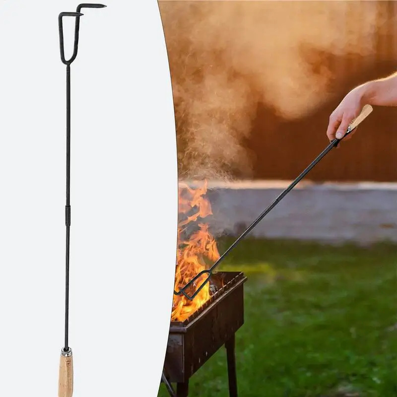 Outdoor Fire Poker Camping Fire Poker 33 Inch Fire Poker With Wooden Handle For Fire Pit Long Portable Campfire Poker Outdoor