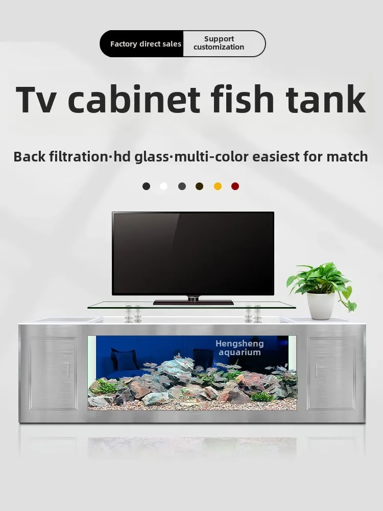 MJY fish tank living room floor-to-ceiling large ecological glass water-free goldfish turtle tank