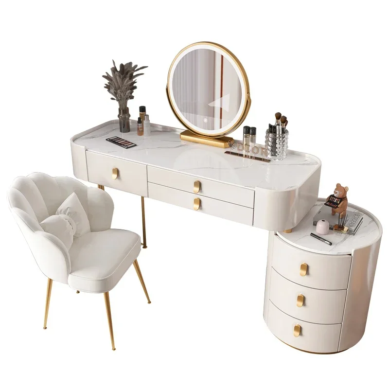 

Luxury Large Mirror Makeup Storage China Nordic White Multifunction Dressing Table Modern Coiffeuse De Chambre Furniture Bedroom