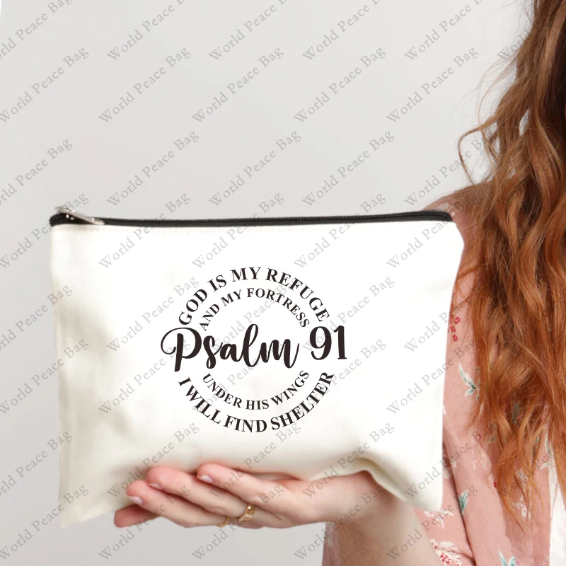 1Pc Inspirational Christian Gifts for Women Makeup Bag Motivational Religious Gifts Makeup Zipper Pouch Bag Bible Verse Cosmetic