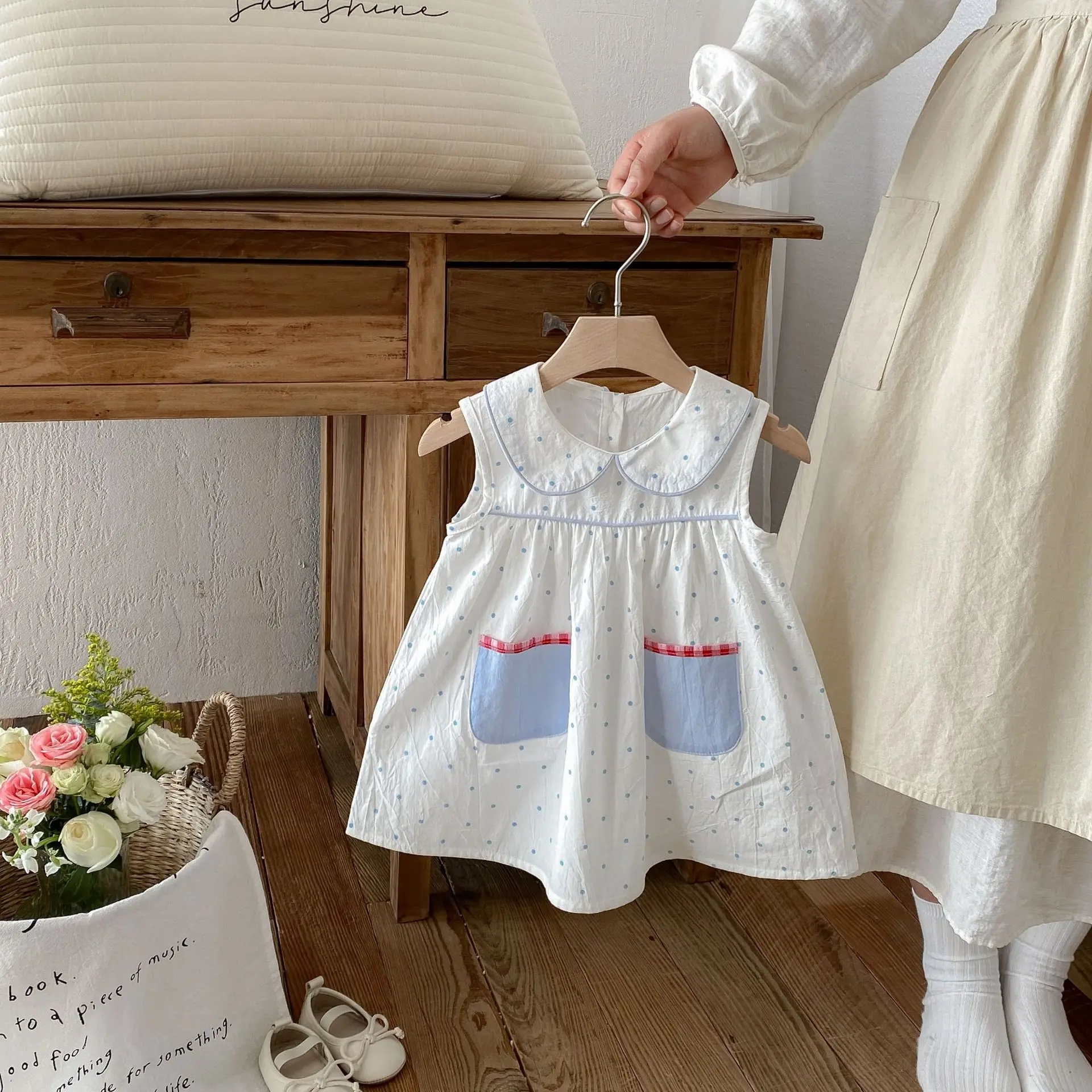 Girls Dress 2026 Spring and Summer New Children's Clothing Korean Style Girl Baby Pastoral Storm Point Thin Princess Dress