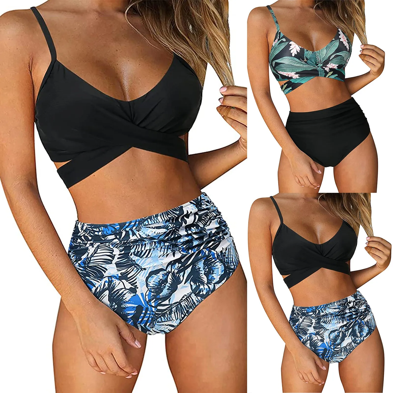 Women\'S Striped Printing Padded Push Up 2 Piece Bikini Sets Swimsuits Beachweart Swimsuits Women Summer 2024 Biquinis Feminino