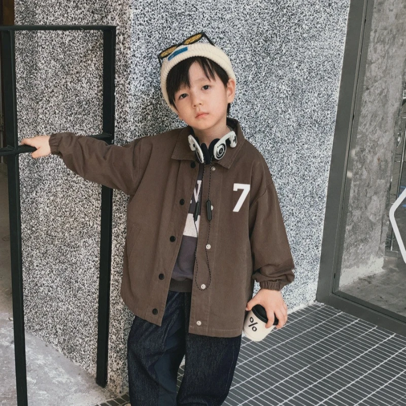 

2025 New Autumn Children's Middle and Large Children's Back Letter Patch Decorative Cotton Coat