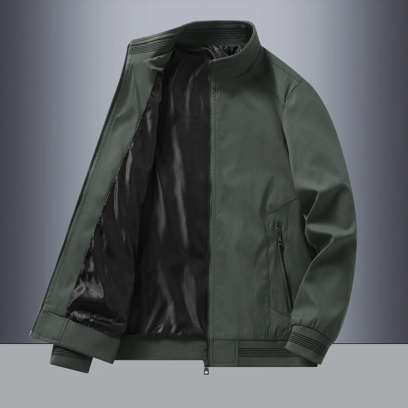 

Men's Business Casual Thin Coat Solid Color Baseball Jacket Casual Outerwear for Spring and Autumn Lightweight Style Jacket