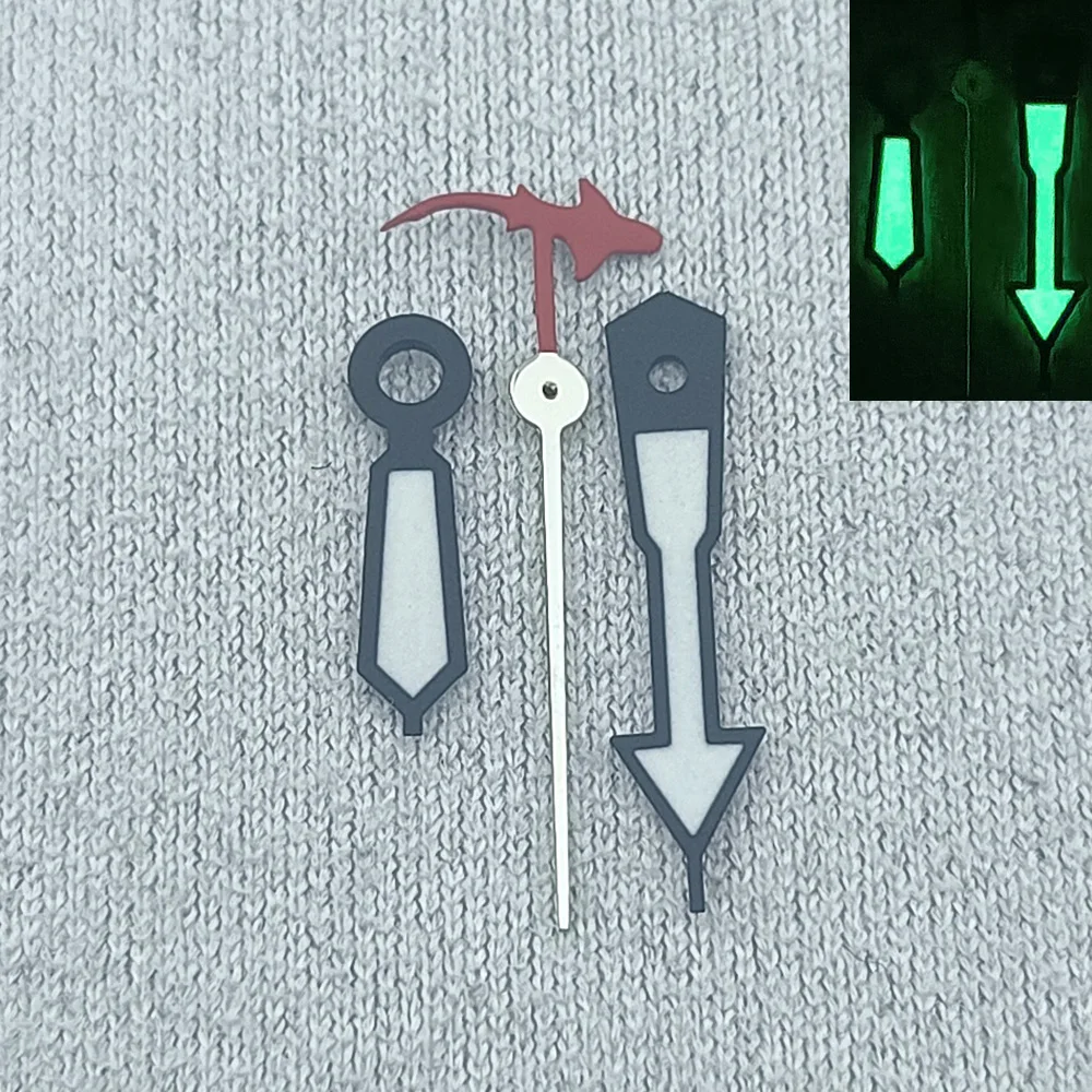 عقارب الساعة المصقولة nh35 nh36، مؤشر ساعة مضيئة باللون البني والأخضر، عقارب برتقالية سوداء #2