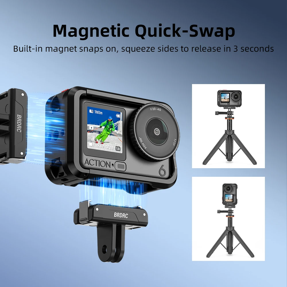 Magnetischer Adapter-Halter für DJI Action 6 5 Pro/4 3 Schnellwechsel-Basis für DJI Osmo 360 NANO Stativ-Adapter Selfie-Zubehör – Detail 2