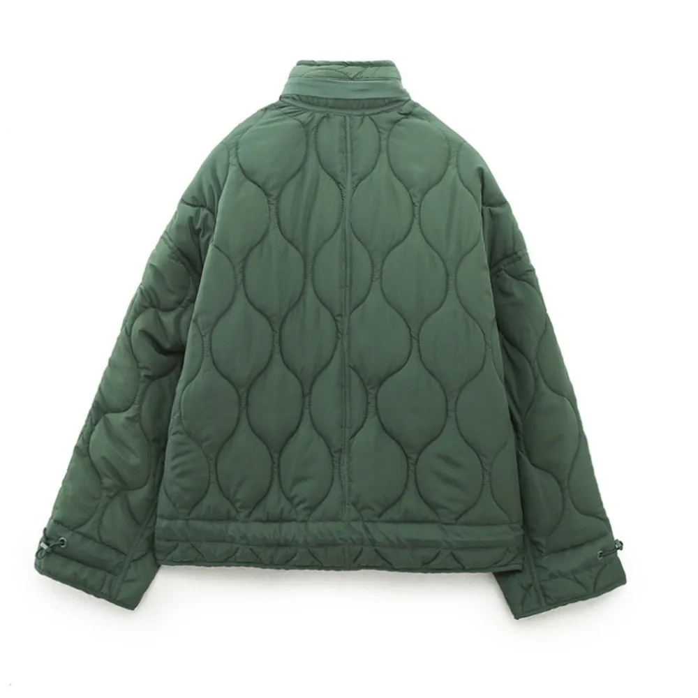 2024 Green Casual Windproof Cotton Women Warm Coats Elegant Wear Jacket