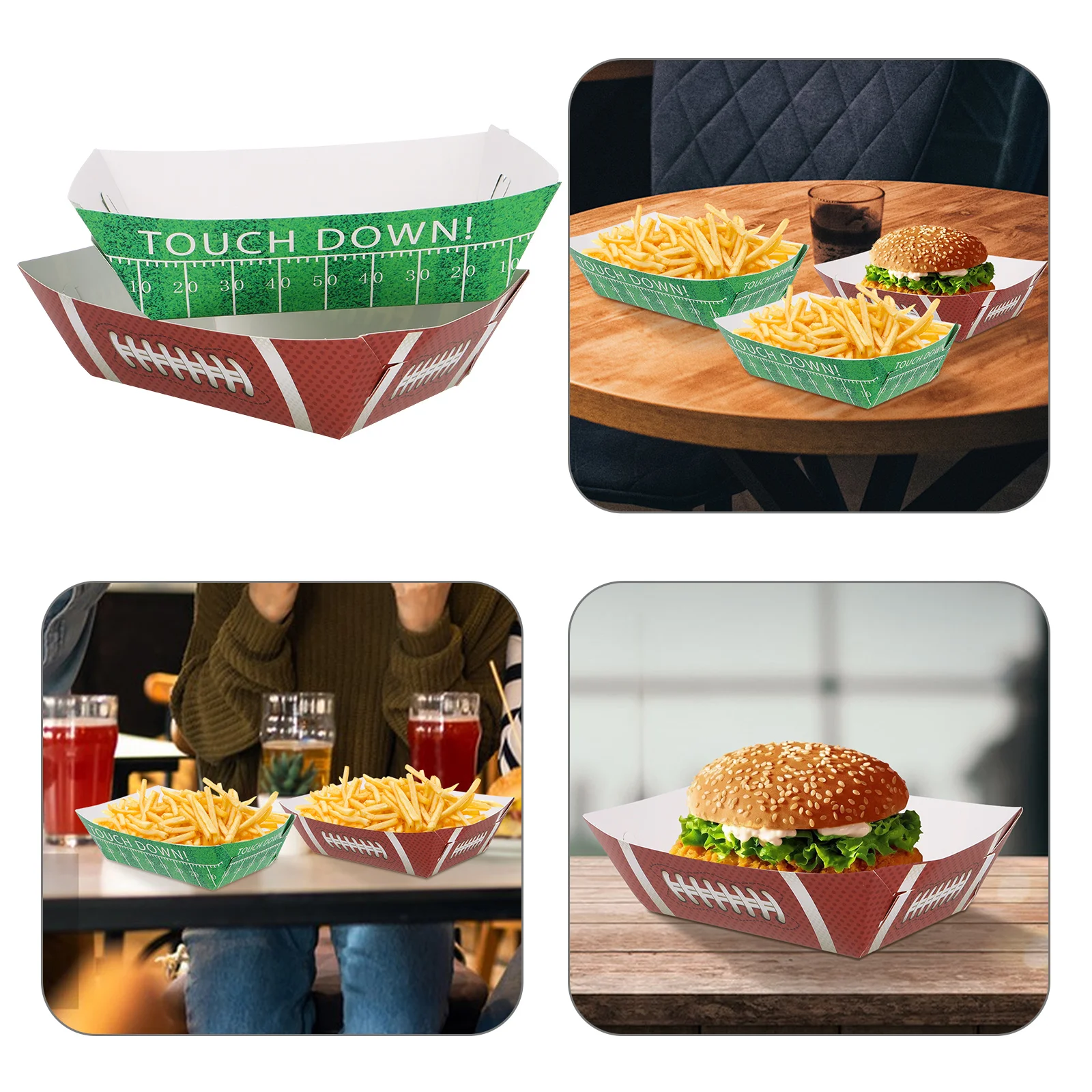 

20 Pcs Hot Dog Box Disposable Football Bowls Trays Barbecue Serving Paper Party Birthday