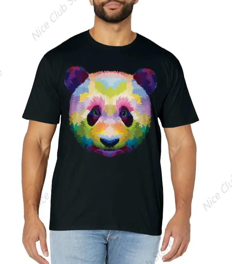 Rainbow Panda Head Brilliance Unleashed Cute Panda T-Shirt