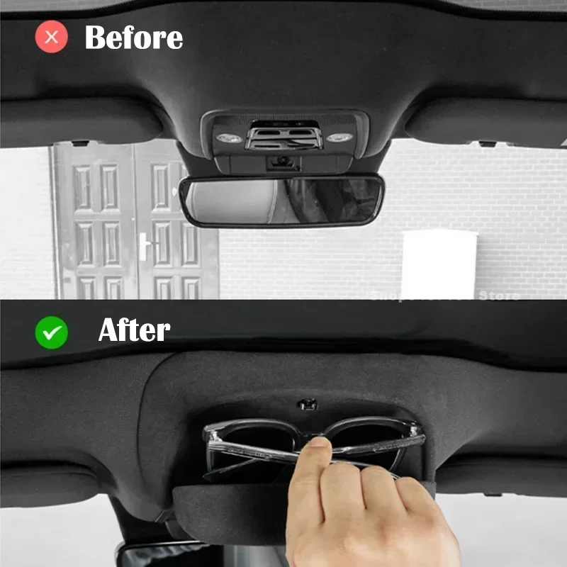 Alcantara Car Styling  Sun Glasses Case Sunglasses Holder Glasses Console Organizer Storage Box For BYD Atto3 2022 2023 image 3
