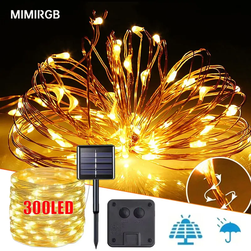 32M 300LED Solar LED String Lights Outdoor Waterproof Festoon Garden Decor Christmas Fairy Garland String Lights