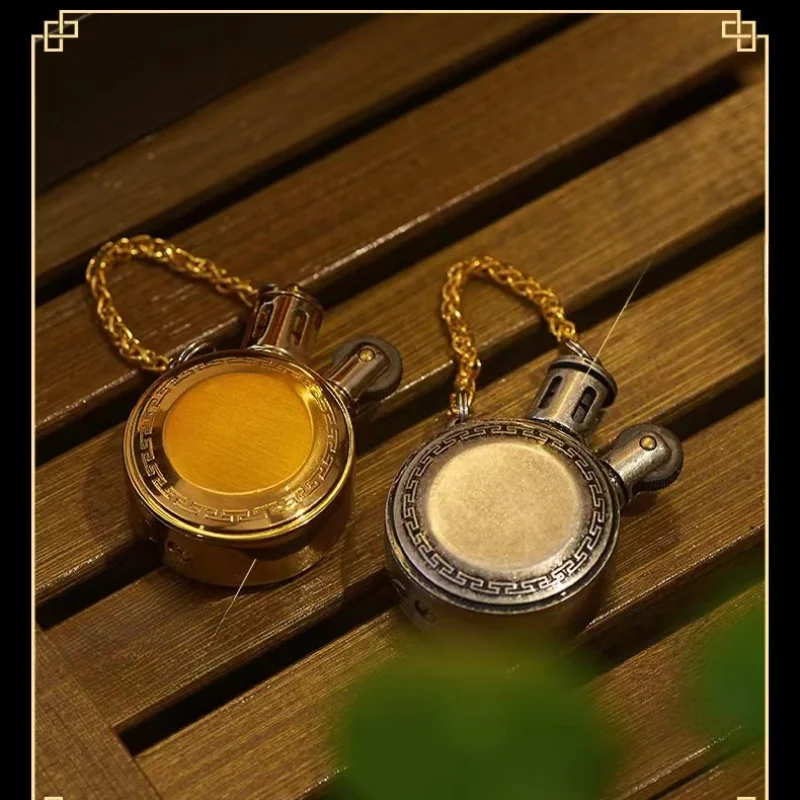 2024 Retro Pocket Watch Kerosene Lighter Mini Portable Gasoline Lighters Classic Vintage Oil Round Metal Unusual Men\'s Gift