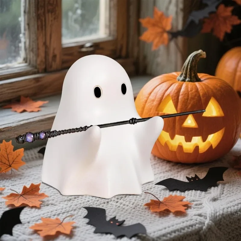 New Hot Ghost Pen Holder - Cute Resin Desktop Organizer for Office & Home, Halloween Decor Creative Gift, Funny Stationery Stand