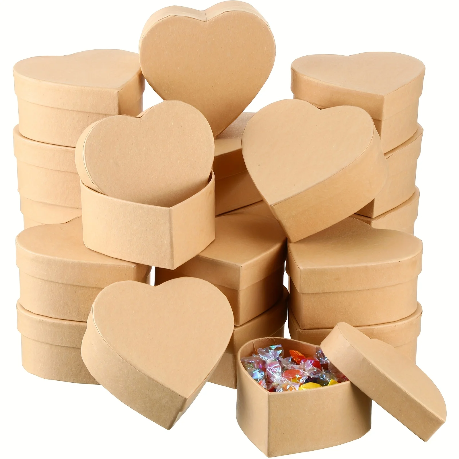 

24pcs Pcs Valentine' Heart Shaped Paper Mache Boxes with Lid - Nesting DIY Craft Boxes Suitable for Decoupaging,(Paper)