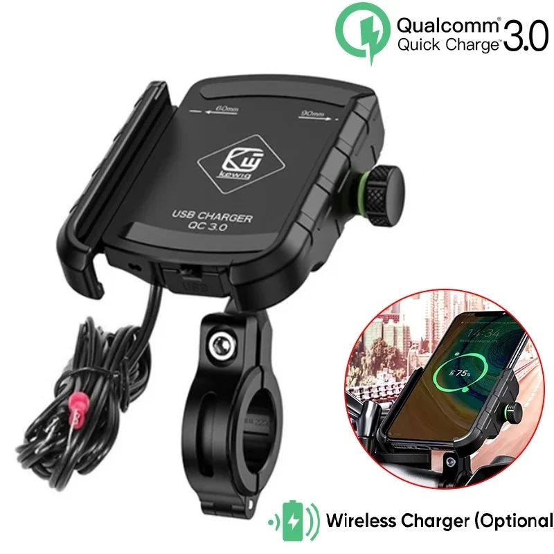 

Motorcycle Phone Holder for Moto Motorbike Handlebar Mobile Stand Support QC 3.0 USB Charger Wireless Charging Cellphone Mount