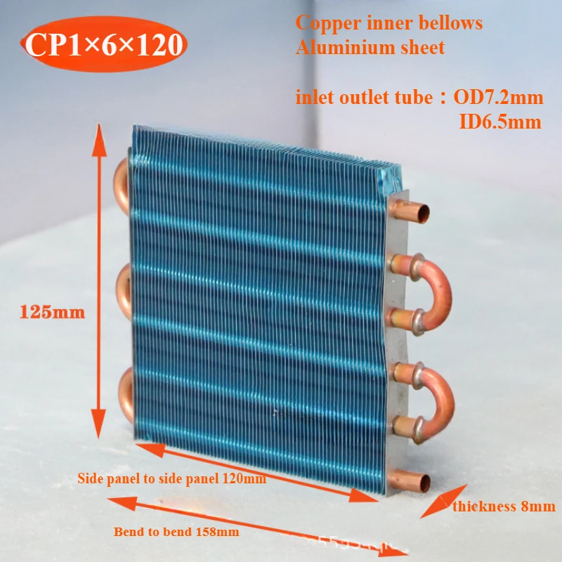 مشعاع مكثف مصغر أنبوب نحاسي من الألومنيوم مبادل حراري مبخر تبريد الهواء ملحقات مكثف صغير