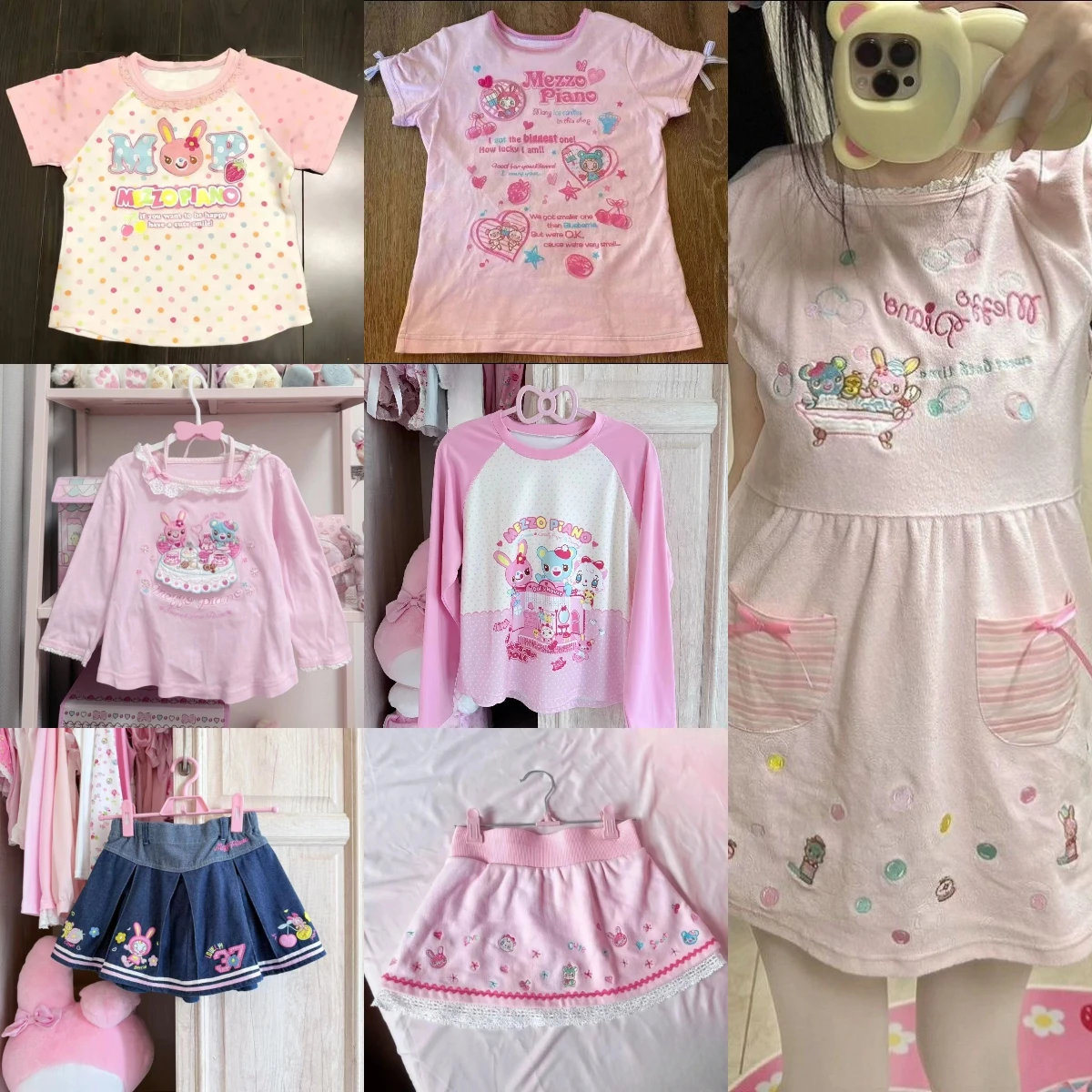 Sweet Lolita Cute T-shirts for Girls Japanese Printed Short Sleeve Tops Y2k Casual Chic Outwear Soft Comfy Crop Tees Fashion