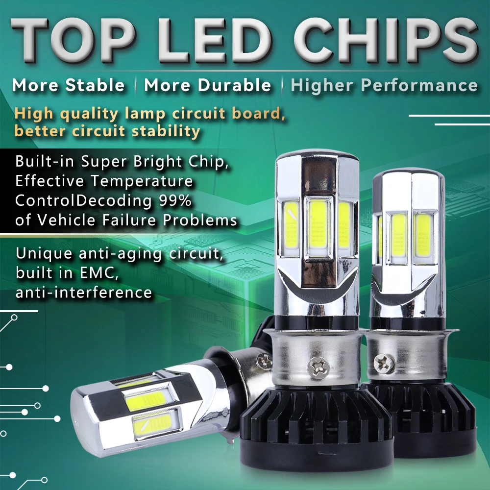 

Motorcycle LED Headlight Bulb M02E H4 HS1 BA20D P15D H6 3500LM 35W For All Motorbike 6COB 6000K Rtd AC & DC