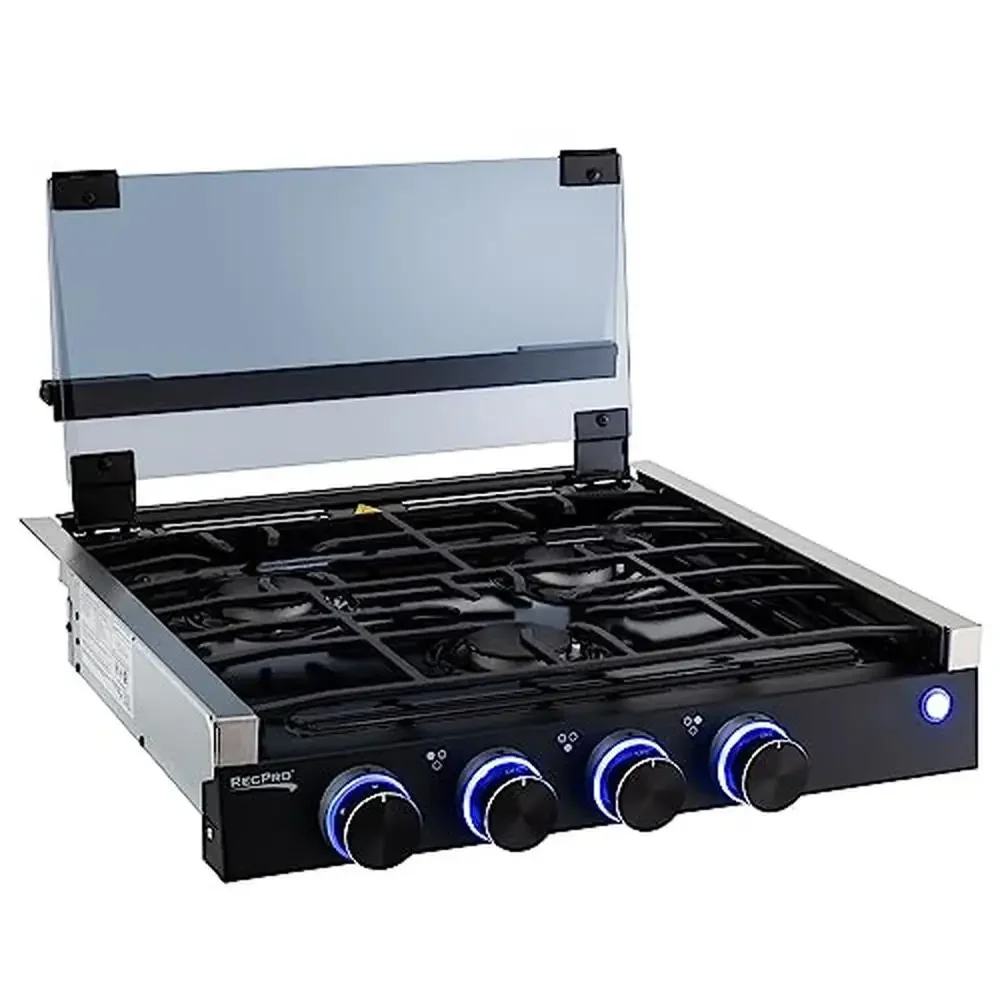 RV Gas Cooktop Stove 2 or 3 Burner 6,500 & 8,000 BTU BTU Burners Black Cover Included Built-In Durable Aluminum Knobs Convenient