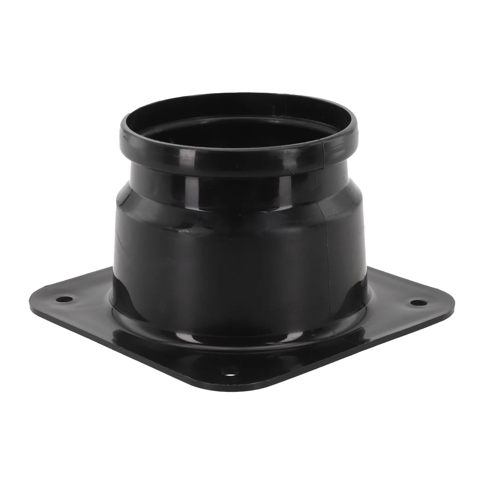 Square to Round Flange Connector Made of Strong PP Plastic for Ventilation Duct Connections with Smooth Exterior