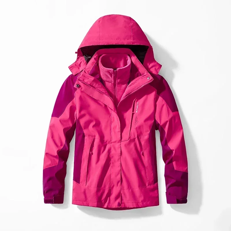 

Men's Womens Water-proof Windproof Parkas Hiking Jacket 3 in 1 Windbreaker Outwear Runing Two-pieces Sets Jacket Fishing Coats