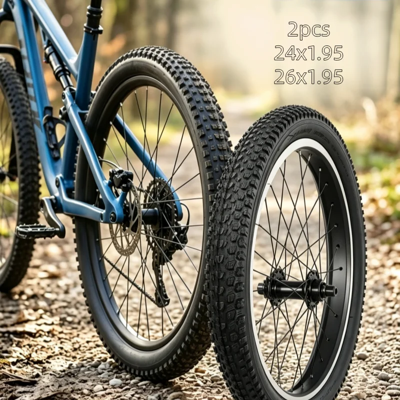 2Pcs 24 26x1.95 Mountain Bike Tires MTB Bicycle Tyre Anti-Slip Cycling Outer Tire Dirt Replacement Parts Equipment 24 26 Inch
