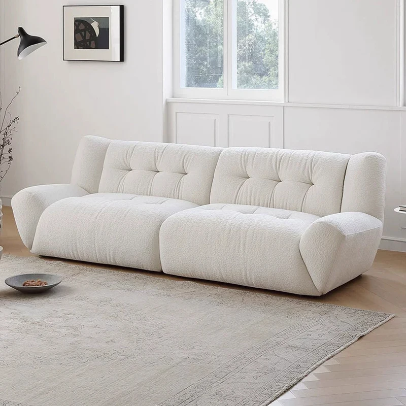 

Новейший современный домашний элитный диван, трехместный простой стиль, популярный тканевый комплект, кремово-белый диван