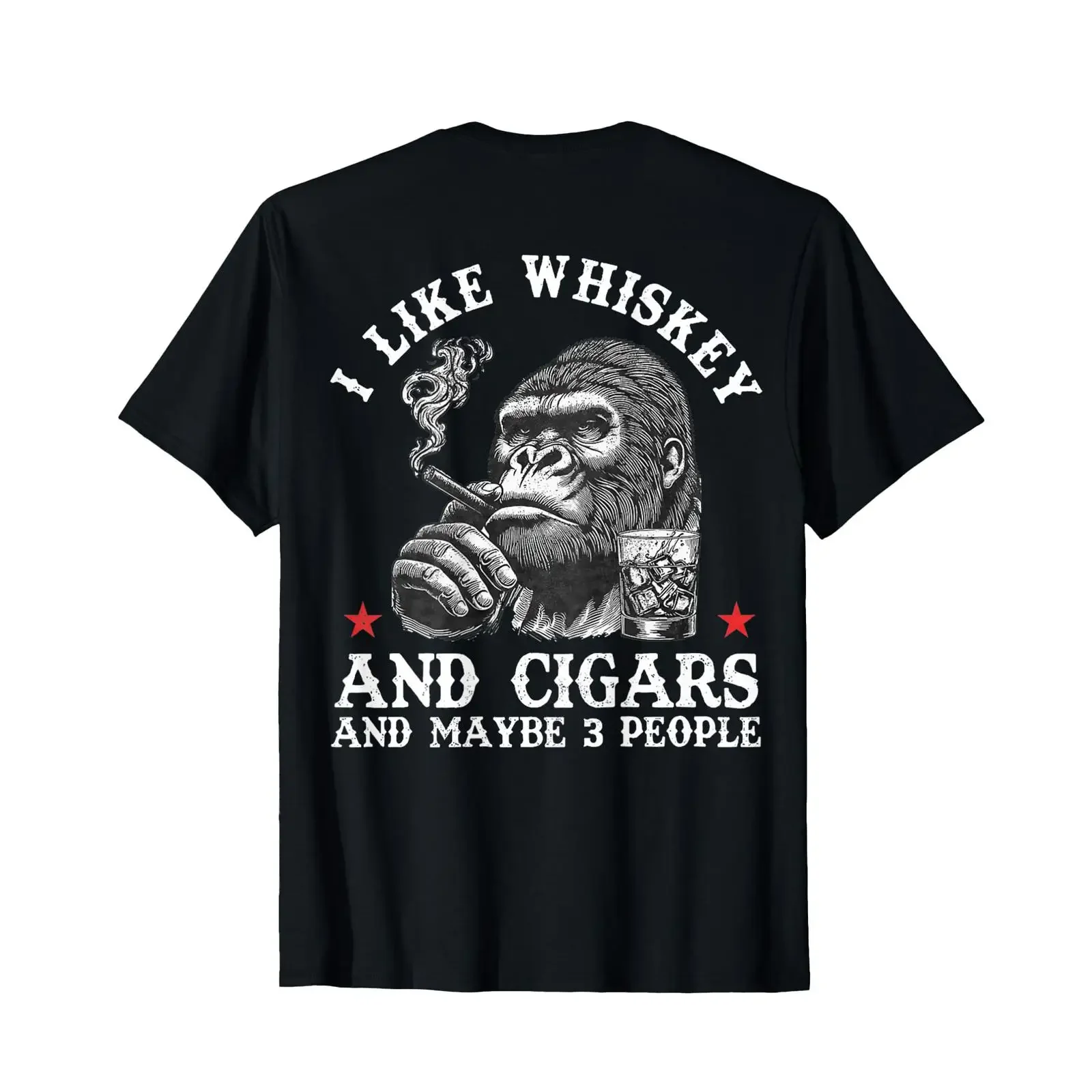 I Like Whiskey and Cigars Maybe 3 People Monkey On Back T Shirt vintage Washed designer clothes Top For Everyday Wear Unisex