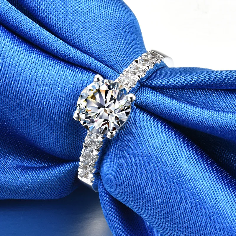 

PT950Platinum ring - 1 carat wedding proposal diamond ring - four-prong simple micro-set women's ring