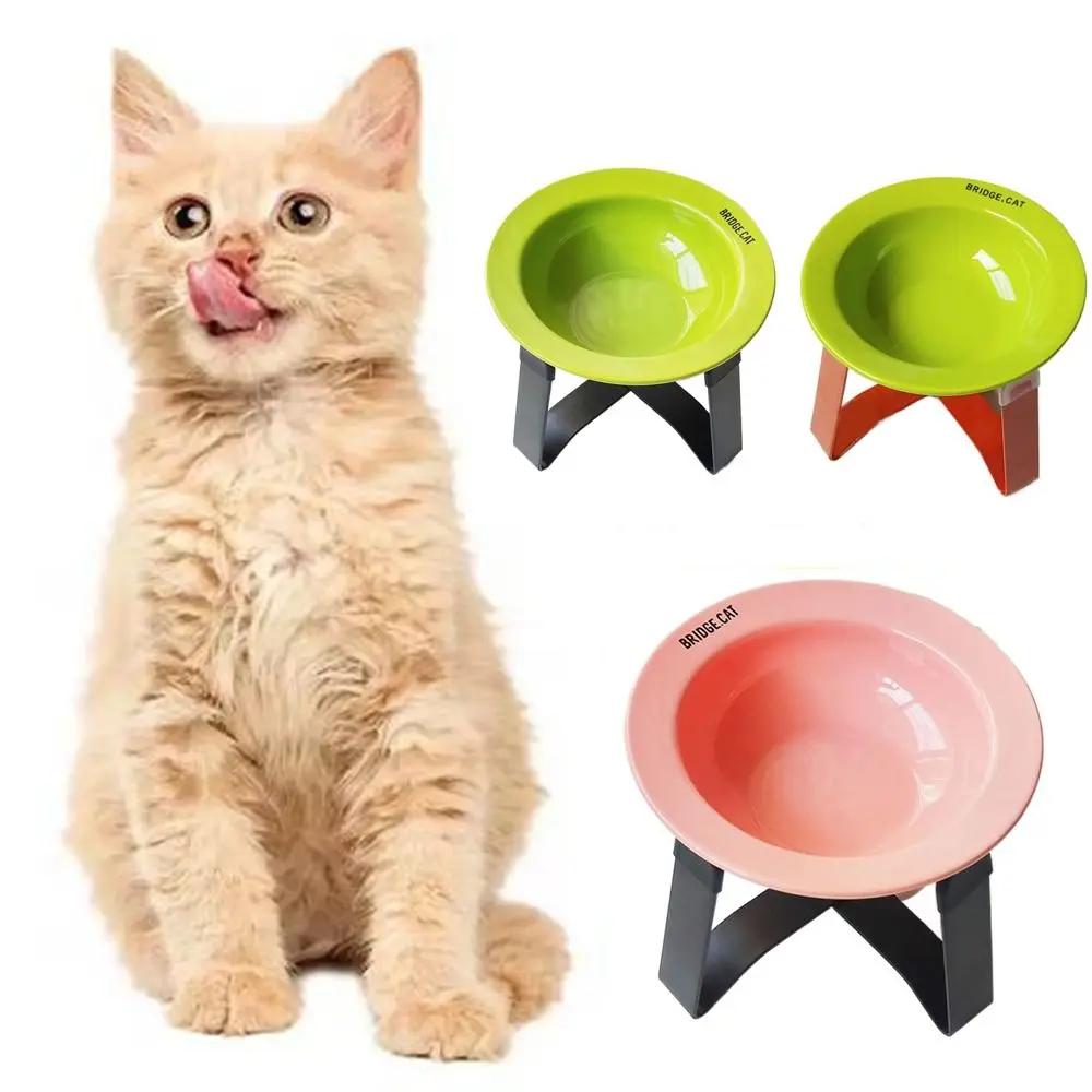 Ceramic Flying Disc Pet Bowl Korean Style Multicolor Raised Cats Food Bowl Round Anti-Black Cat Feeding Bowls For Cat and Dog