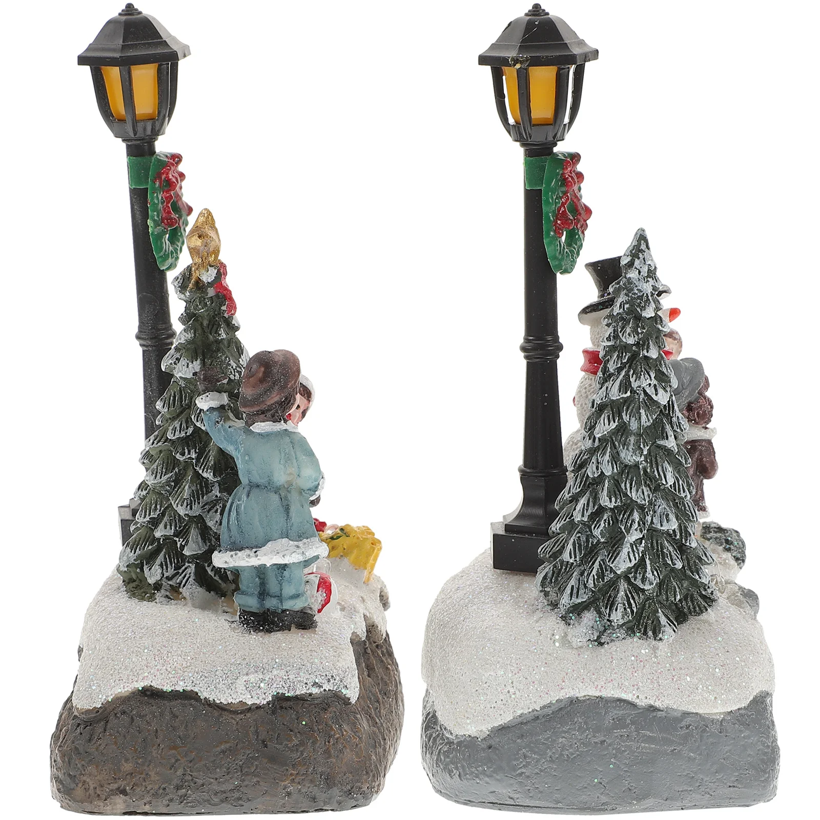 

2Pcs Resin Fairy House Glowing Light Decor for Christmas Home Desktop Adornment Unique Xmas Party Chic Decorative Craft