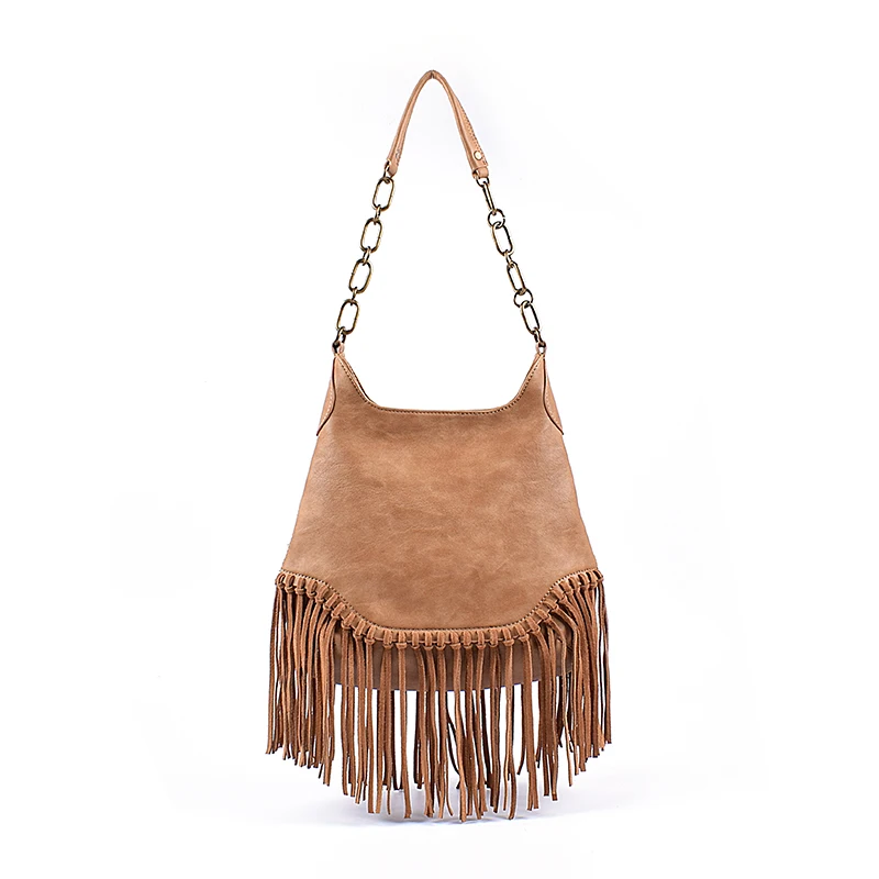 Original Vintage Frosted Suede Fringe Riveted Shoulder Bag Europe And The United States Fashion Simple All-matching Women\'s Bag