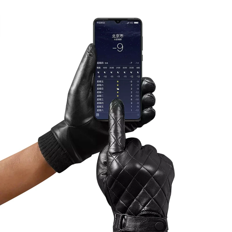 الأصلي Youpin Qimian كامل شاشة تعمل باللمس قفازات من جلد الغنم سميكة الدافئة زائد المخملية قفازات جلدية الشتاء الدراجات قفاز كامل الاصبع