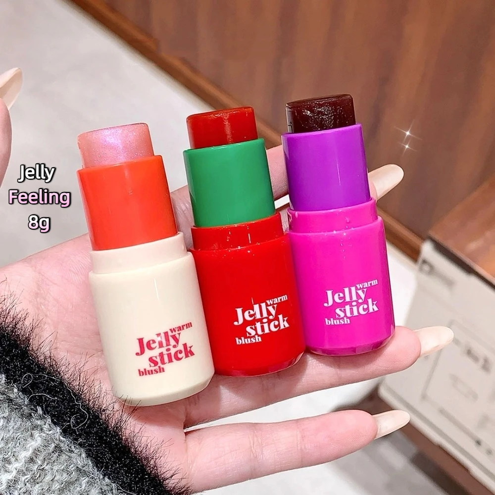 

Jelly Fruit Clear Feeling Temperature Change Blush Stick Peach Pink Sweatproof Jelly Blush Palette Stick Long Lasting Waterproof