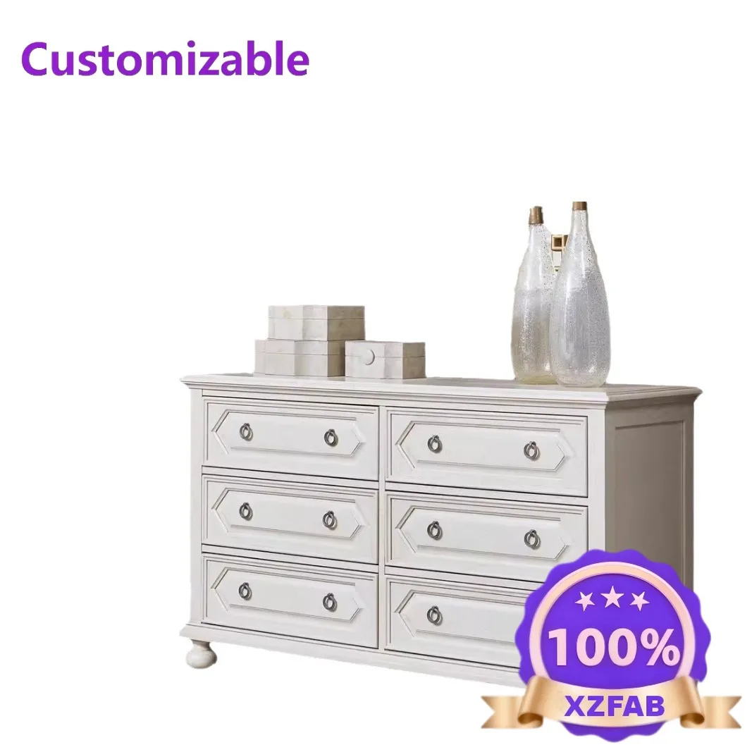 Factory Direct 2026 North American solid wood modern simple bedroom TV cabinet oak six-chest cabinet