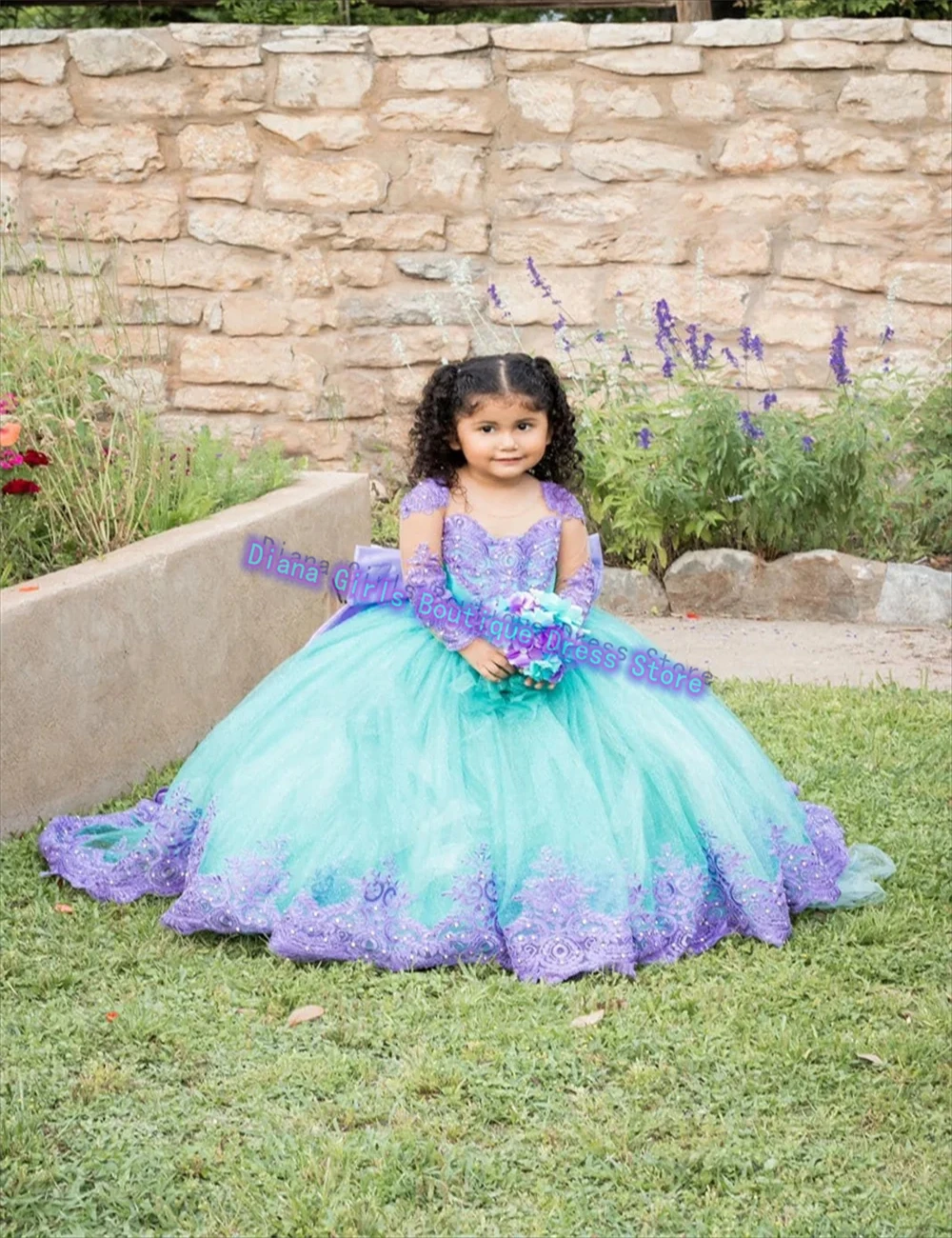 Flower Girls Dress Adorável Azul para Vestidos De Casamento Tule Fluffy Party Little Girls Birthday Evening Gowns Tamanho personalizado Cor